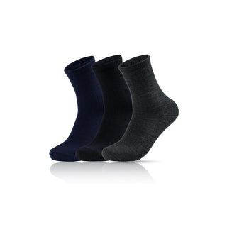 Black/Dark Grey/Navy Blue Merino Wool Socks 3 Pairs - Mid-Length | Unisex | US 5–12