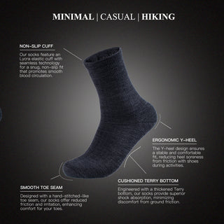Merino Wool Socks Men, Moisture Wicking Socks Men 3 Pairs, Casual Athletic Crew Socks