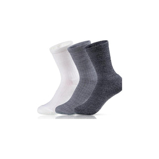 White/Grey/Light Grey Merino Wool Socks 3 Pairs - Mid-Length | Unisex | US 5–12