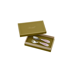 Christofle Talisman Baby Cutlery Set – Rose Quartz Handle