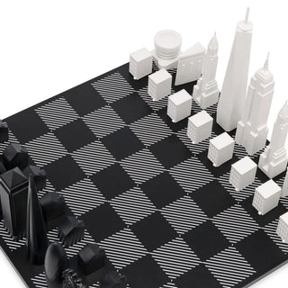 SKYLINE CHESS - Acrylic Chess Set with Wooden Board - New York vs London