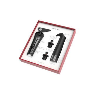 L’ATELIER DU VIN - Chic Set Night – Black Twister Corkscrew & Vacuum Wine Preserver Duo