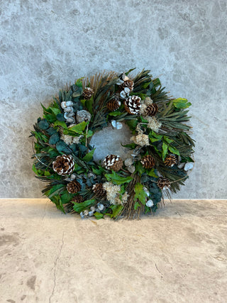 FLO-FLOS - Hydrangea Sichuan Chinaberry Rice Flower Globe Amaranth Leafless Tree Wreath