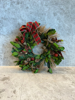 FLO-FLOS - Hydrangea Cedar Fruit Podocarpus Maple Leaf Leafless Tree Wreath