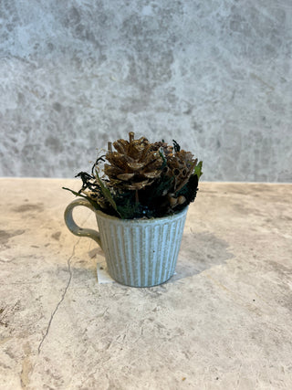 Pine Branch Pinecone Golden Eucalyptus Mini Ornament