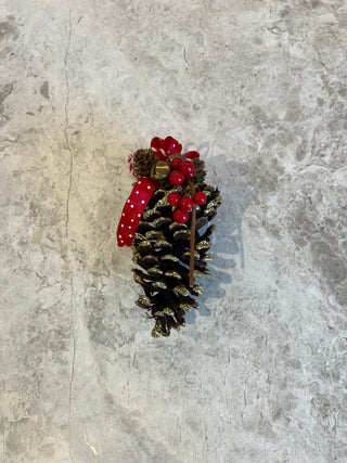 Red Green Gold Pinecone Pendant