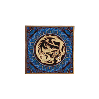 JIWU - Golden Dragon Caisson Ceiling - Blue Scheme | 20x20cm Decorative Art