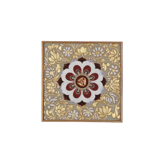 JIWU - Three Rabbits with Honeysuckle Pattern - Festive Colors | 20x20cm Art Panel