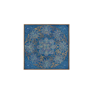 JIWU - Floral Medallion Caisson Ceiling - Blue Theme | 30x30cm Wall Art